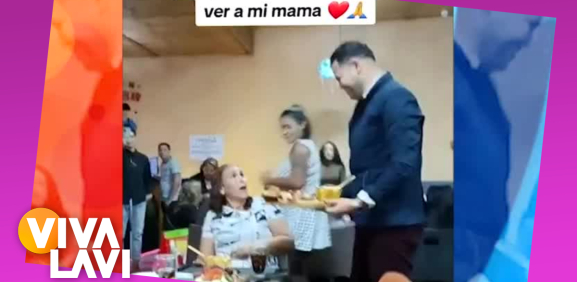 Hombre sorprende a su mamá tras seis años en el extranjero