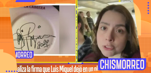 Luis Miguel deja su firma en plato de restaurante y Maryfer Centeno la analiza