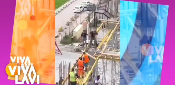 Albañiles se agarran a golpes en edificio en construcción