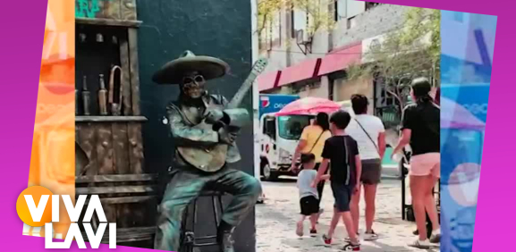 'Estatua' viviente le juega divertida broma a niño