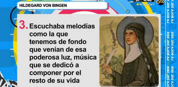 Se trata de Hildegard Von Bingen al componer esta música al ver visiones