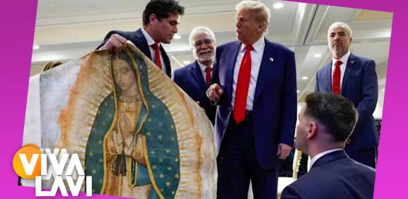 Donald Trump recibe estandarte de la Virgen de Guadalupe