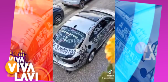 Descubren a hombre infiel y le pintan el auto