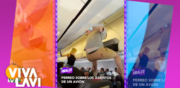 Dos jóvenes se ponen a bailar sobre asientos de un avión