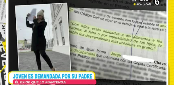 El papá al no verse apoyado por su hija, procede a una demanda para recir un apoyo de él