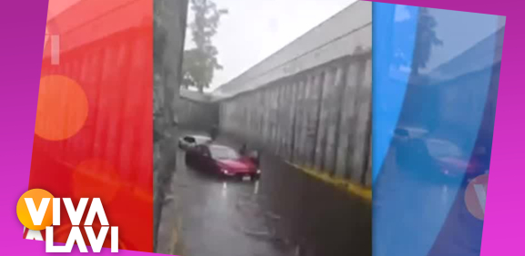 Ofelia Cano se queda atrapada en inundación dentro de su auto
