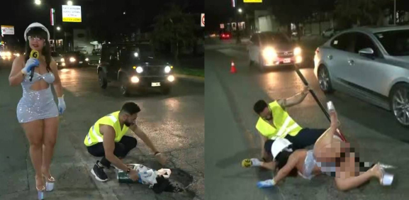 Fatal momento vivió la chica en su sección al intentar tapar los baches en la ciudad