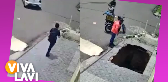 Joven cae en mega socavón