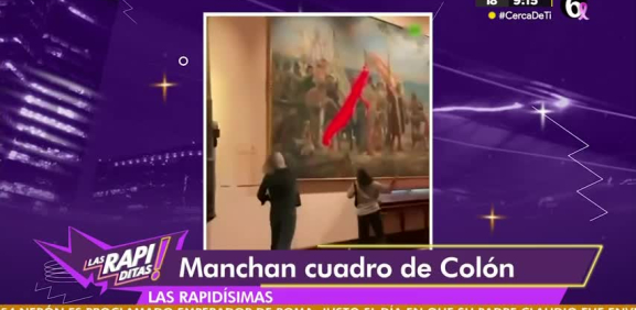 Lanzan pintura al cuadro de Cristóbal Colón en museo de Madrid