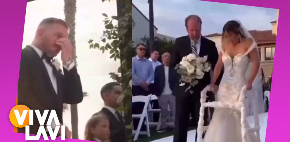 Novia con paralisis sorprende al caminar hacia el altar