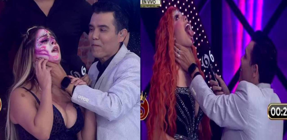 El conductor decide medir los cuellos de las chicas del programa