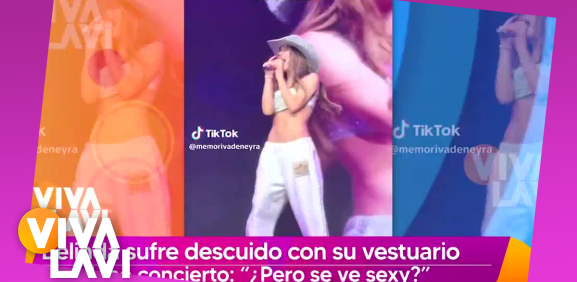 Belinda sufre descuido con su vestuario durante concierto