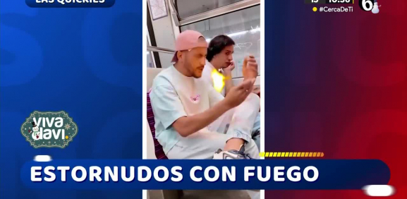 Hombre estornuda y lanza fuego