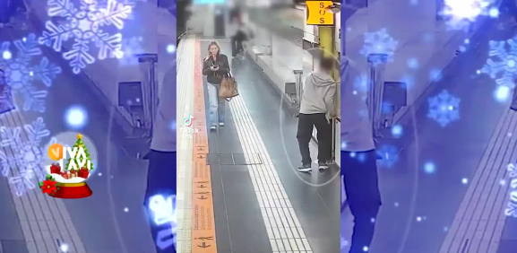 Mujer salva a hombre de morir en vías del tren