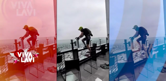 Hombre se lanza en paracaídas de hotel