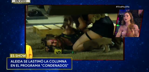 Tras su aparatosa caída Aleida llega al programa a aclarar su fatal accidente
