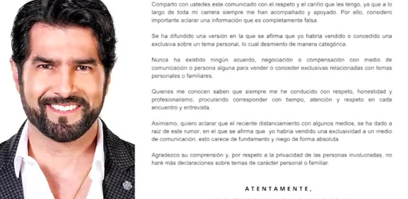 Arturo Carmona niega haber vendido entrevista a Elisa Beristain