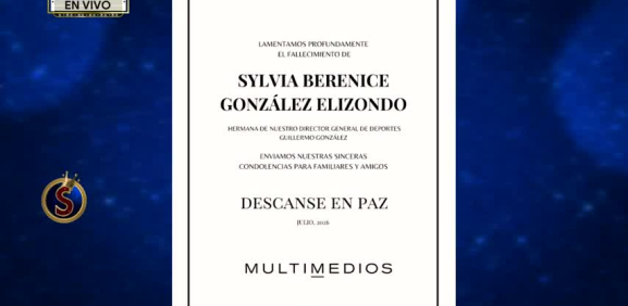 A nombre de Grupo Multimedios se le da las más sinceras condolencias a la familia del conductor y director