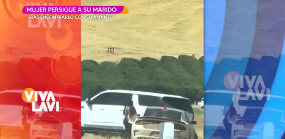 Mujer persigue a su esposo tras encontrarlo con la amante