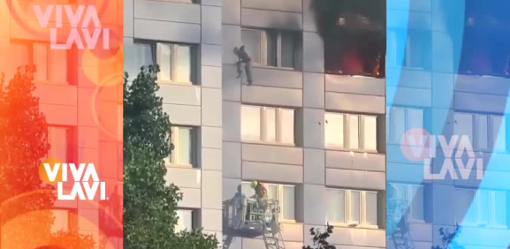 Mujer logra escapar de incendio en edificio