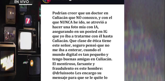 Maribel Guardia expone a supuesto doctor que usa su imagen sin autorización para cometer fraude y engañar al público