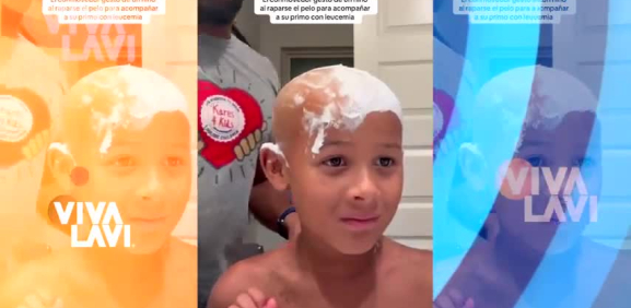 Niño se rapa para apoyar a su primo con cáncer