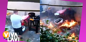 Hombre intenta prender carbón e incendia su casa