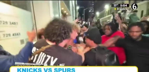El desorden en el partido de Knicks vs Spurs