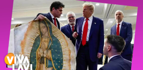 Donald Trump recibe estandarte de la Virgen de Guadalupe