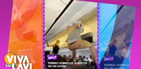 Dos jóvenes se ponen a bailar sobre asientos de un avión