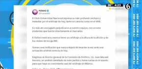 Pumas lanza comunicado contra el arbitraje