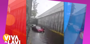 Ofelia Cano se queda atrapada en inundación dentro de su auto