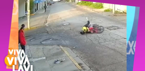 Perro 'atropella' a motociclista y se fuga