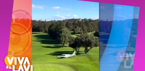 Captan aterrizaje de emergencia en campo de golf