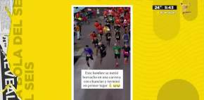Hombre alcoholizado entra a carrera y la gana