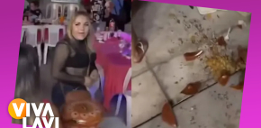 Lady Hambreada: Mujer tira ollas de comida porque no le querían dar más