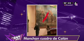 Lanzan pintura al cuadro de Cristóbal Colón en museo de Madrid