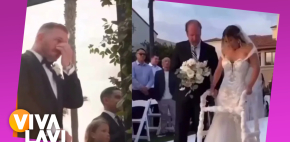 Novia con parálisis sorprende al caminar el día de su boda