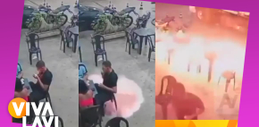 Hombre enciende cigarro mientras cargaban gasolina