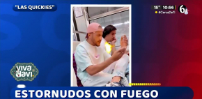 Hombre estornuda y lanza fuego