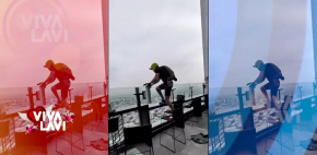 Hombre se lanza en paracaídas de hotel