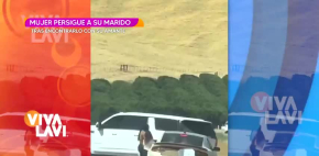 Mujer persigue a su esposo tras encontrarlo con la amante