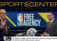 Reportero de ESPN de NBA recibe mensaje de su esposa en SportsCenter