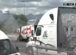 Incendio de camión de carga provoca intenso tráfico en el Libramiento Noroeste