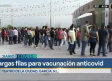 Jóvenes de 18 a 29 hacen largas filas durante tercera jornada de vacunación anticovid en García
