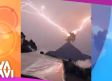 Captan tormenta de rayos sobre volcán en erupción