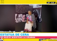 Estatua de cera se mueve mientras la graban