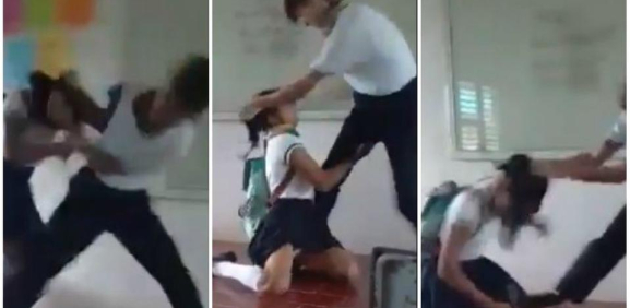Estudiante golpea a compañera en salón de clases
