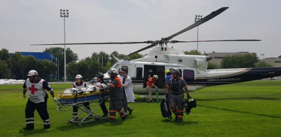 Trasladan a joven vía aérea al Hospital Universitario tras fuerte choque en Montemorelos 
