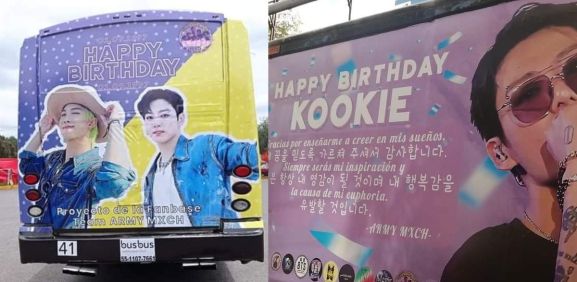 BTS. Fans tapizan camiones para felicitar a Jungkook 